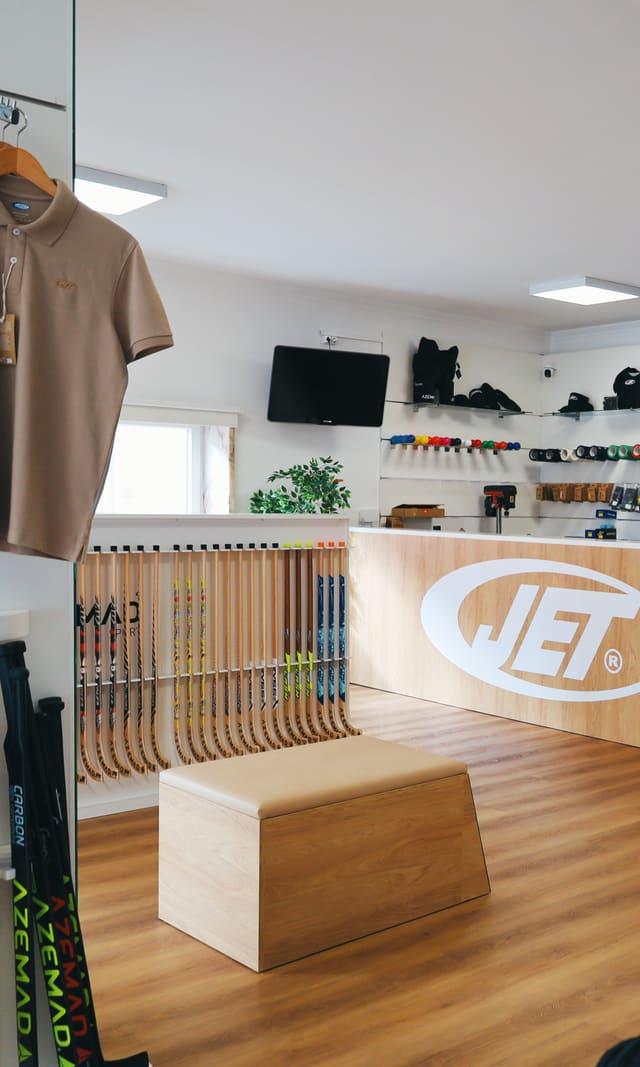 Inside the JET store with sports gear